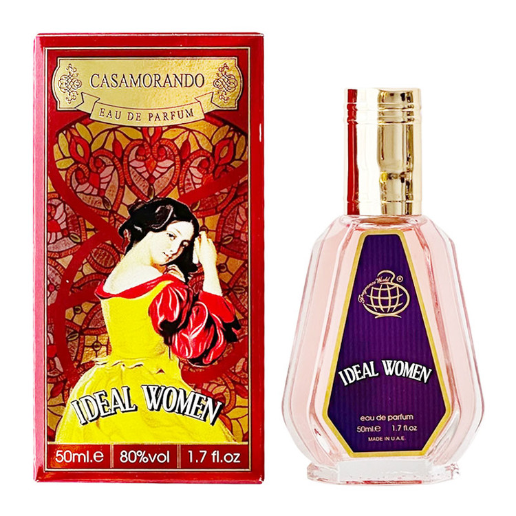 عطر ادکلن 50 میل فراگرنس ورد مدل کازاموراندو آیدل وومن رایحه کازاموراتی قرمز بوکت آیدل Fragrance World casamorando ideal women