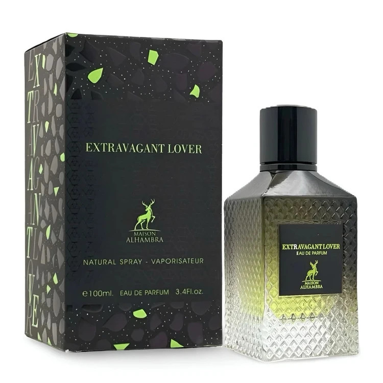 عطر ادکلن اکستراویجنت لاور Extravagant Lover مشابه ادکلن ولنتینو یومو سبزValentino Uomo Born in Roma Green Stravaganza از برند الحمبرا Maison Alhmbra