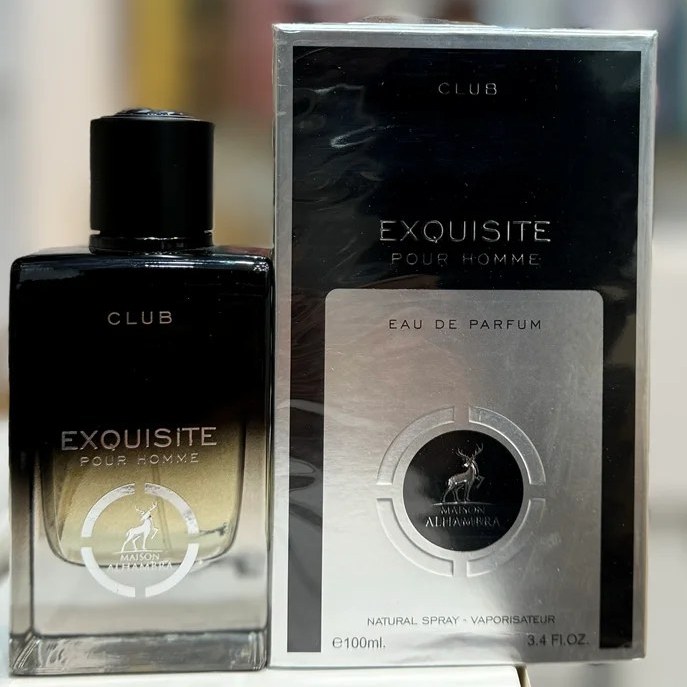 عطر ادوپرفیوم مردانه الحمبرا مدل کلاب اکسکوزیت حجم ۱۰۰ میلی لیتر تلخ